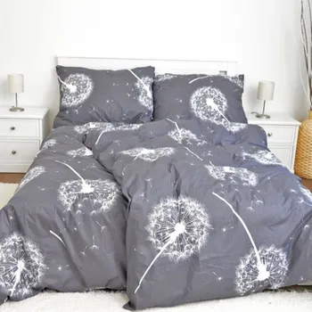 Povlečení Bavlněné povlečení 140x200 Pampelišky šedé II.jakost Zapínání: knoflík, Velikost polštáře: 70x90