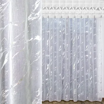 Obraz Záclona Helena Mramorový stříbrný potisk etamín s olověným závažím 140x260 cm s řasící páskou