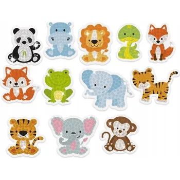 Obraz Samolepky s diamantovou výšivkou - Zvířata, 12 ks