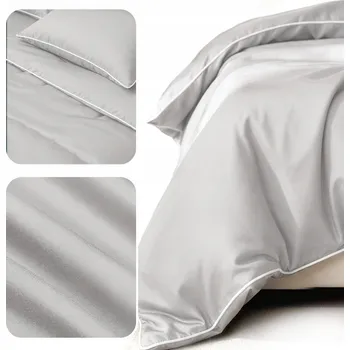 Povlečení BAMBUSOVÉ POVLEČENÍ S LEMEM HLADKÉ PRODYŠNÉ PŘÍRODNÍ 160x200 + 2 POVLEČENÍ NA POLŠTÁŘE