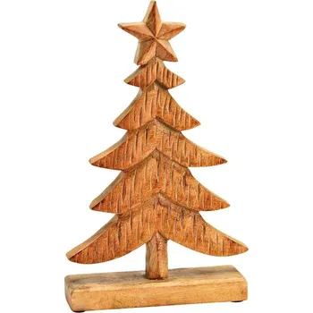 Vánoční dekorace Vánoční strom z mango dřeva s hvězdou 30 cm