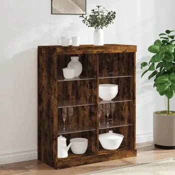 Komoda Komoda s LED osvětlením VidaXL 836718, kouřový dub, 81x37x100 cm