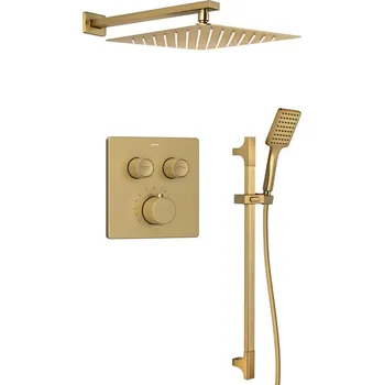 Sapho SMART SELECT podomítkový sprchový set s termostatickou baterií 2 výstupy posuvný držák sprchy zlato mat RP042GB-02
