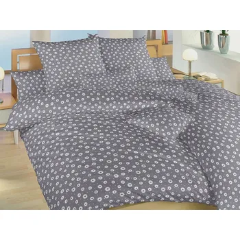 Bavlněné povlečení KOMFORT 2x 70x90, 200x200 Anežka bílá na tmavě šedém