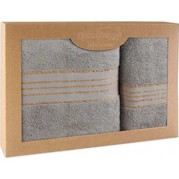 Ručník Bavlněný ručník sada 2 ručníků v krabičce 50x90 cm a 70x140 cm šedá