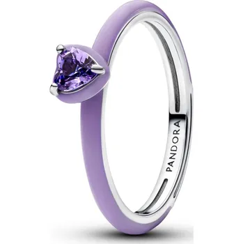 Oblečení a móda PANDORA prsten Fialové srdce s čakrou