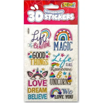 samolepka PENMATE KOLORI 3D VYPOUKLÉ SAMOLEPKY PUFFY PRŮHLEDNÉ MOTIVAČNÍ CITÁTY II