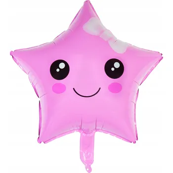 Balónek Fóliový balónek HVĚZDA USMĚVAVÁ RŮŽOVÁ 45 CM