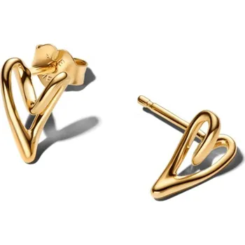 Oblečení a móda PANDORA pozlacené peckové naušnice malé Srdce s organickým tvarem