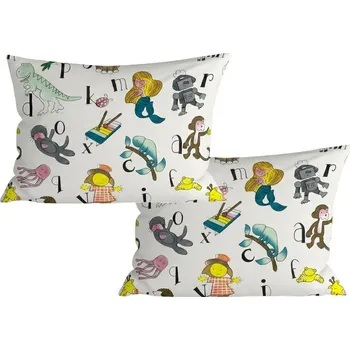 Povlak na polštářek Sada 2 ks dekoračních povlaků na polštář KIDS ALPHABET 40x60 cm, bílá