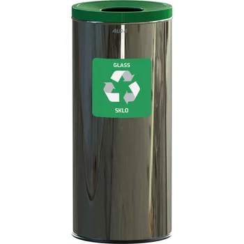 Alda Koš na tříděný odpad Eko 45 l, zelené víko - sklo, nerez ocel, lesklá