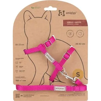Obojek pro psa Amiplay Kšíry pro kočku s vodítkem Samba Růžové | Postroje pro kočku - S
