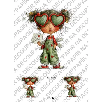 Umělecký papír Rýžový a soft papír na decoupage - Valentýnky - KB4720 Materiál: Soft, Rozměr: A4