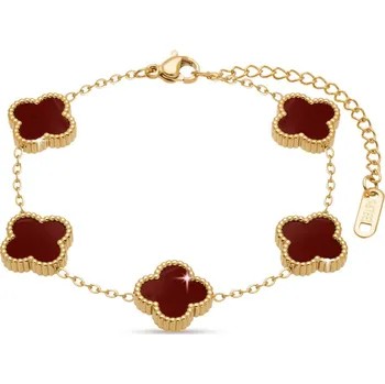 Náramek SOFIA 2570-4 Pozlacený náramek z chirurgické oceli hnědé kytky