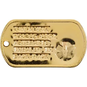 Vojenské psí známky ID známka MEDICAL Zlatá s ražbou, Provedení: BEZ TLUMÍTEK