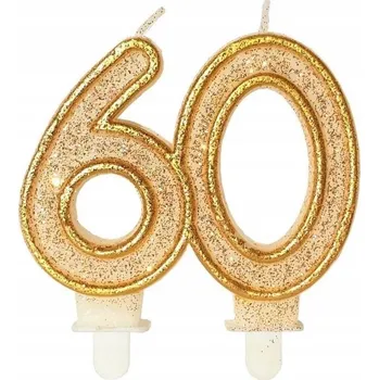 Dortová svíčka Svíčka na dort dort 60 se třpytkami 7 cm