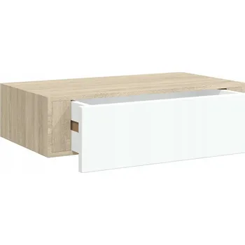 police Závěsná police se zásuvkou dub/bílá 40 x 23,5 x 10 cm