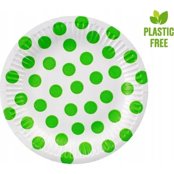 Talíř Papírové talířky Puntíky pistáciové 18 cm 6 ks