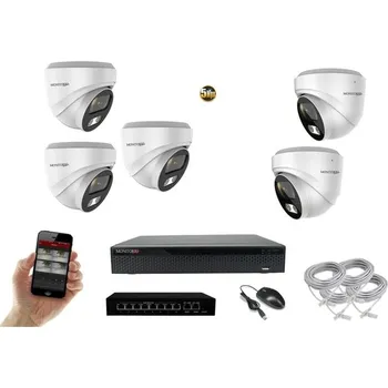 Kompletní kamerový systém MS AI Hybrid light IP 5 kamerový set se switchem 5 Mpix WDome (6141K5B) (Monitorrs Security)