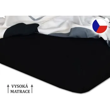Jersey prostěradlo na vysokou matraci 180x200x25 EXCLUSIVE Černá