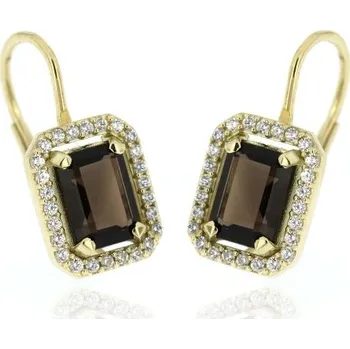 Šperk Zlatnictví U Kostela Zlaté dámské náušnice s přírodní záhnědou a zirkony 214 427519635