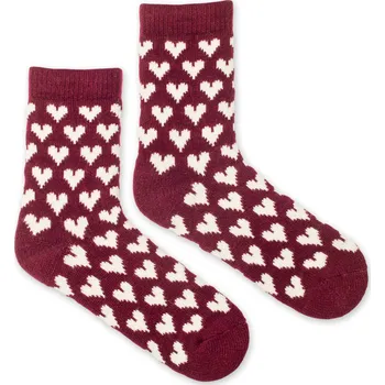 Dámské oblečení Dětské vlněné ponožky Vlnáč Srdce bordó S (23-26)