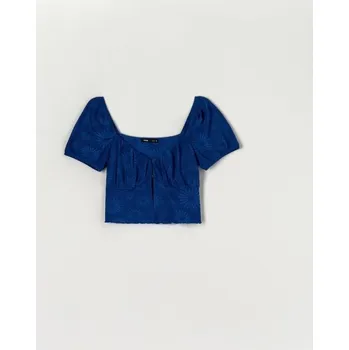 Dámské oblečení Sinsay - Květinový crop top - námořnická modrá - 4734F-59X - 4734F-59X-XL