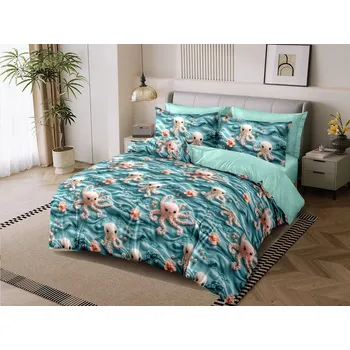 Povlečení NOVINKA 2026 ! EXKLUZIVNÍ OBOUSTRANNÉ BAVLNĚNÉ POVLEČENÍ NA FRANCOUZSKOU PŘIKRÝVKU 200x220 / 70x90cm - CHOBOTNIČKY