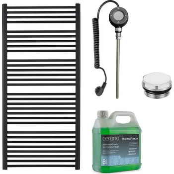 Radiátor CERANO - Koupelnový elektrický radiátorový set Alberto - WIFI - 900W - černá matná - 1380x650 mm