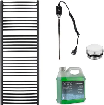 Radiátor CERANO - Koupelnový elektrický radiátorový set Stefano - 600W - černá matná - 1210x650 mm