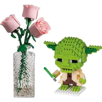 ostatní stavebnice Wise Hawk Valentýnský set - 3x Růže a Mistr Yoda Barva růží:: Růžová
