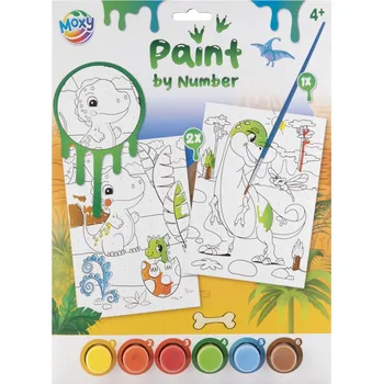 Dětské zboží Grafix Malování podle čísel A4 - dinosaurus, 2 obrázky