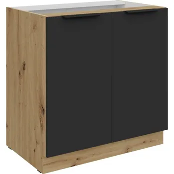 Kuchyňská skříňka Dolní dvoudveřová skříňka LUNARA - šířka 80 cm, černá / dub artisan