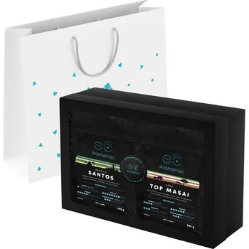 Káva Dárkové balení kávy Brazílie Santos + Keňa Top Masai - zrnková, v dárkové tašce