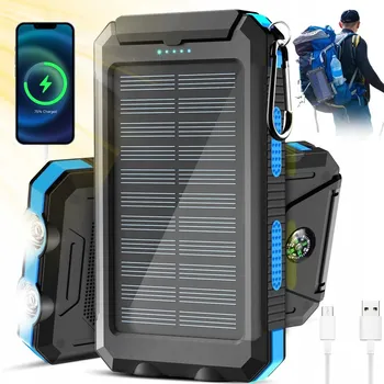 Powerbanka Powerbanka 30000 mAh se solárním nabíjením a LED svítilnou