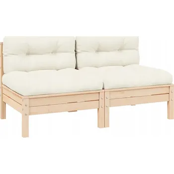Zahradní pohovka Zahradní pohovka pro 2 osoby s krémovými polštáři, borovicové dřevo