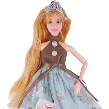 Panenka PANENKA S KORUNOU NA HLAVĚ, DLOUHÉ BLOND VLASY, KRÁSNÉ ŠATY PRO DĚTI