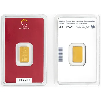 Sběratelství Münze Österreich AG Zlatý slitek 2 g - Münze Österreich (výrobce PAMP)