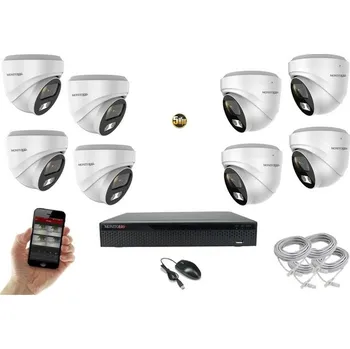 Kompletní kamerový systém Monitorrs Security AI Hybrid light IP 8 kamerový set 5 Mpix WDome (6141K8) (Monitorrs Security)