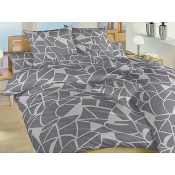 Francouzské bavlněné povlečení 200x200, 2x 70x90 KOMFORT Julius tmavě šedý