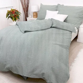 Povlečení Bavlněné povlečení 140x200 Pruhy zelené II.jakost Zapínání: knoflík