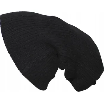 Čepice Beanie 10928A pletená čepice extra dlouhá černá
