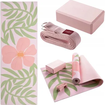podložka na cvičení Sada na jógu myga Blossom Yoga Set: podložka, blok, popruh