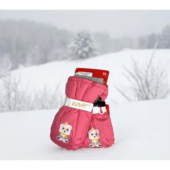 Rukavice DÍVČÍ RUKAVICE ZIMNÍ - růžová a červená C082 Velikost: 3-4 roky, Barva: Růžová