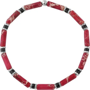 Náramek Manoki Luxusní pánský náramek s červeným jaspisem Antonio BA1234SR Červená 20 cm