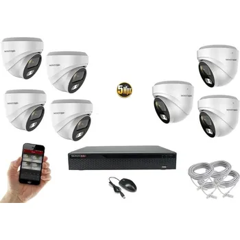 Kompletní kamerový systém Monitorrs Security AI Hybrid light IP 7 kamerový set 5 Mpix WDome (6141K7) (Monitorrs Security)