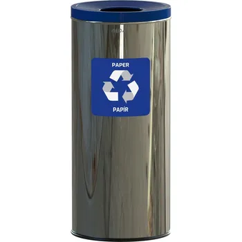 Odpadkový koš Alda Koš na tříděný odpad Eko 45 l, modré víko - papír, nerez ocel, lesklá