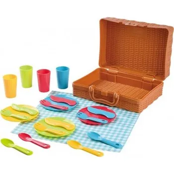 Dětská domácnost Teddies Piknikový košík se sadou nádobí plast 22 ks
