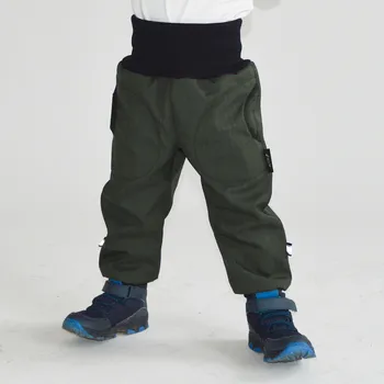 ŠIJEME SRDCEM Dětské softshellové kalhoty s beránkem ZELENÁ