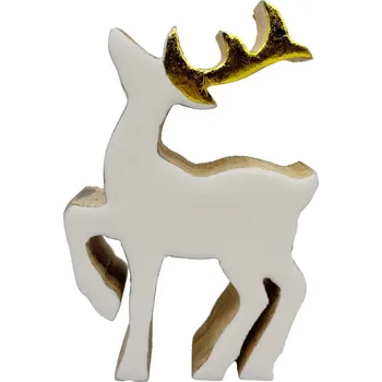 Vánoční dekorace Dekorace dřevo, smalt 100x45x160mm sob, bílá, zlatá 182 gram